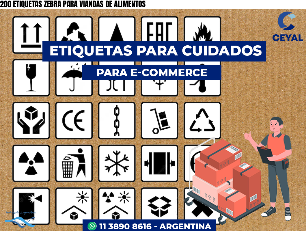 200 ETIQUETAS ZEBRA PARA VIANDAS DE ALIMENTOS