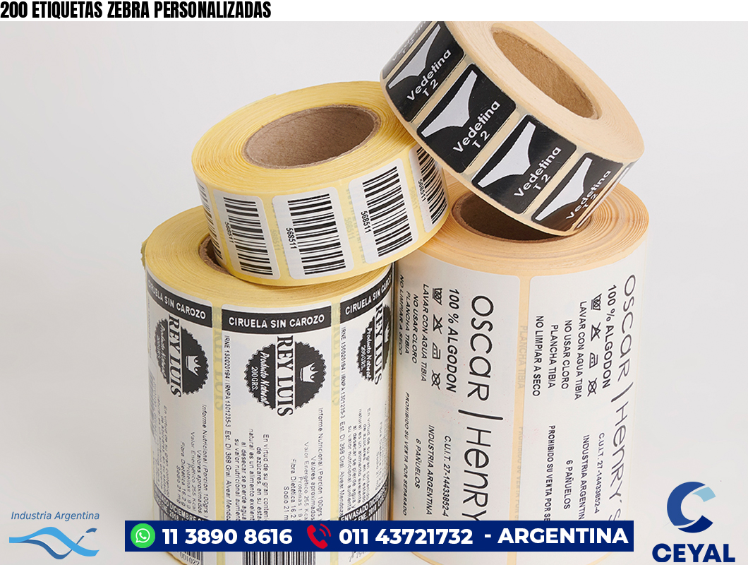 200 ETIQUETAS ZEBRA PERSONALIZADAS