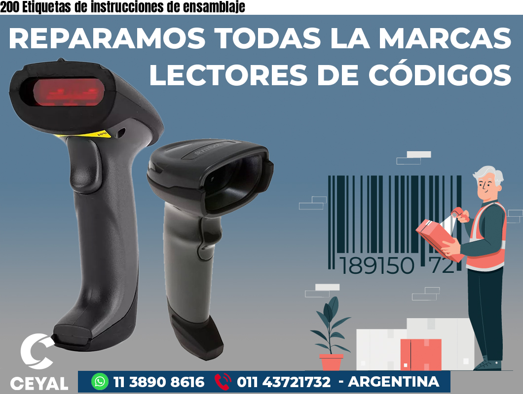 200 Etiquetas de instrucciones de ensamblaje