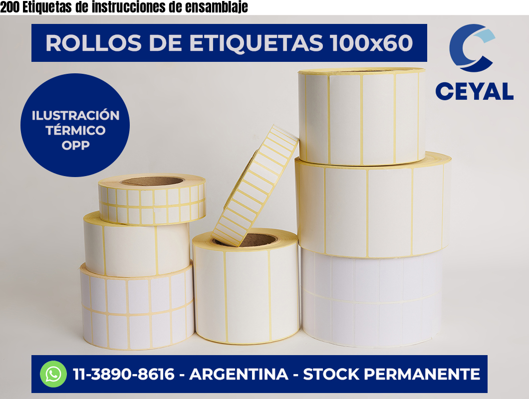 200 Etiquetas de instrucciones de ensamblaje