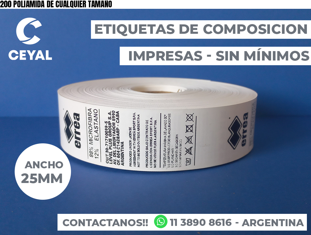 200 POLIAMIDA DE CUALQUIER TAMAÑO