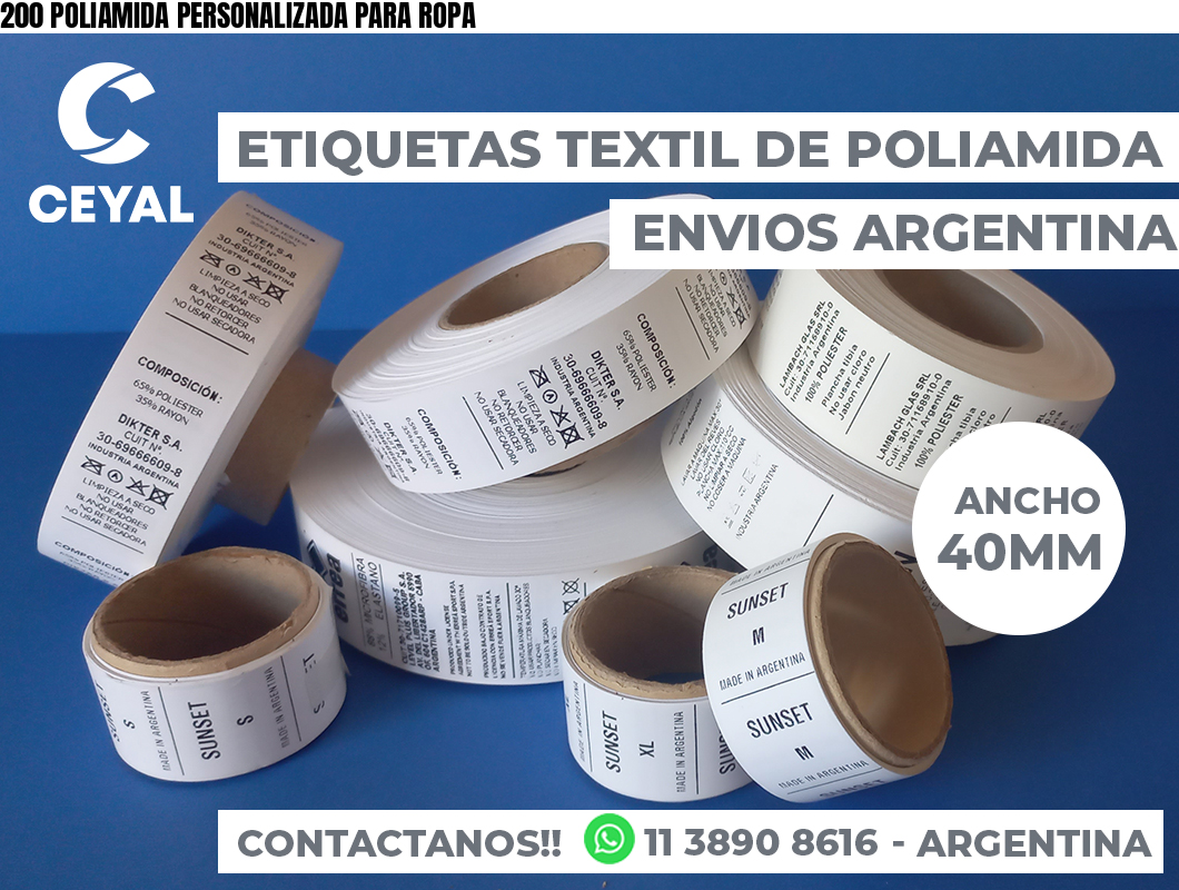 200 POLIAMIDA PERSONALIZADA PARA ROPA