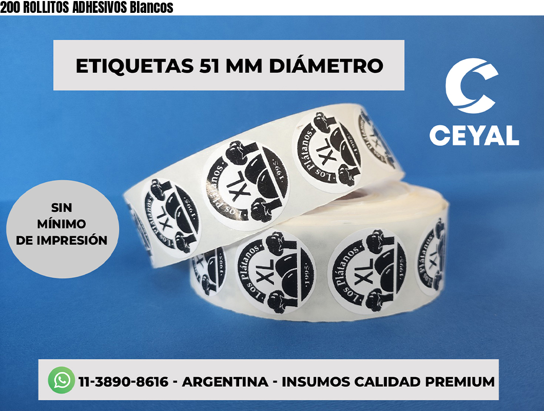 200 ROLLITOS ADHESIVOS Blancos