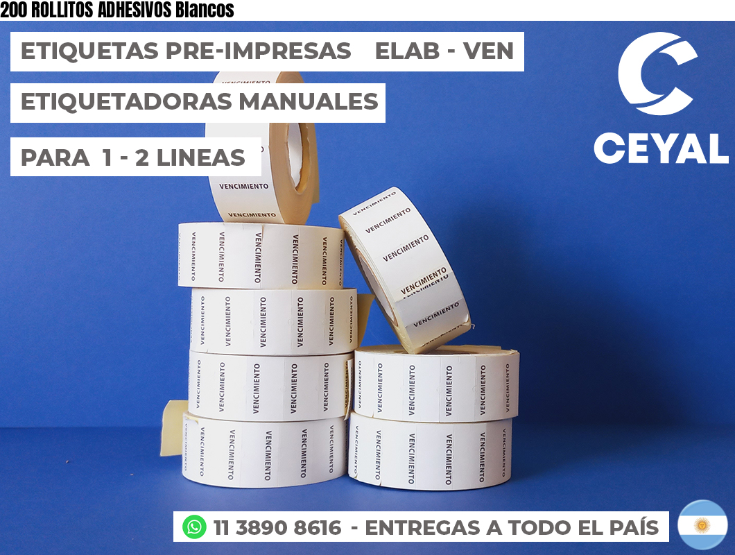 200 ROLLITOS ADHESIVOS Blancos
