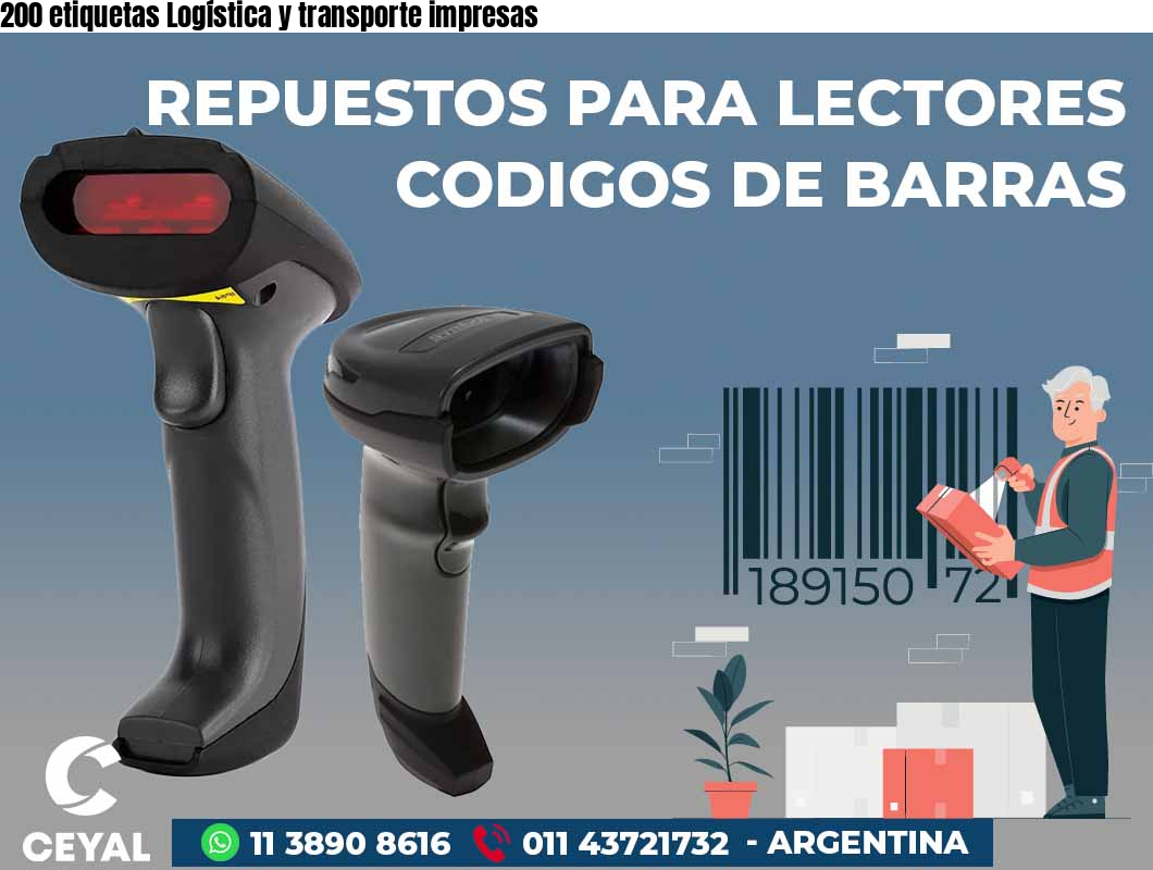200 etiquetas Logística y transporte impresas