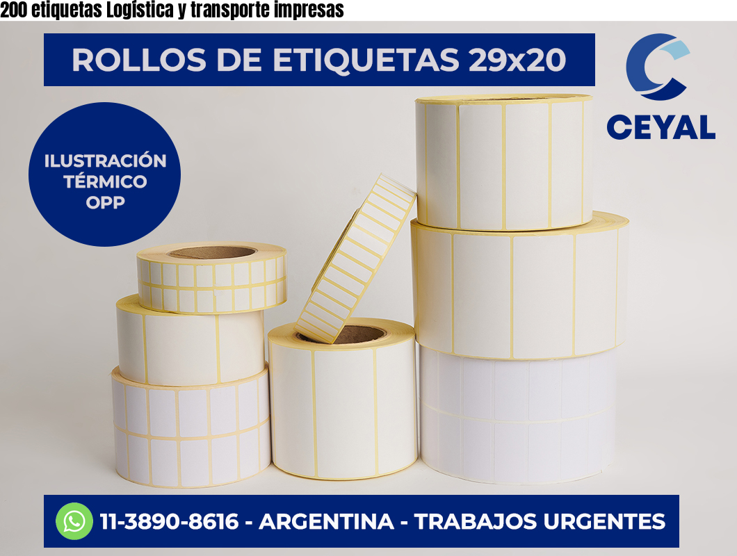200 etiquetas Logística y transporte impresas
