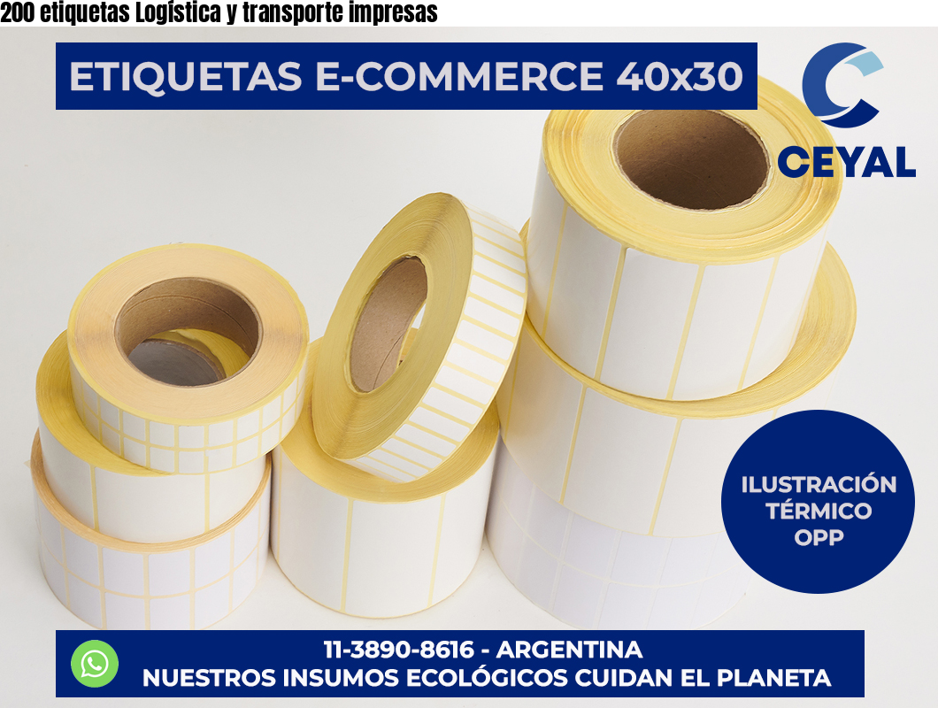 200 etiquetas Logística y transporte impresas