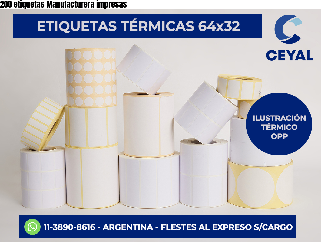 200 etiquetas Manufacturera impresas