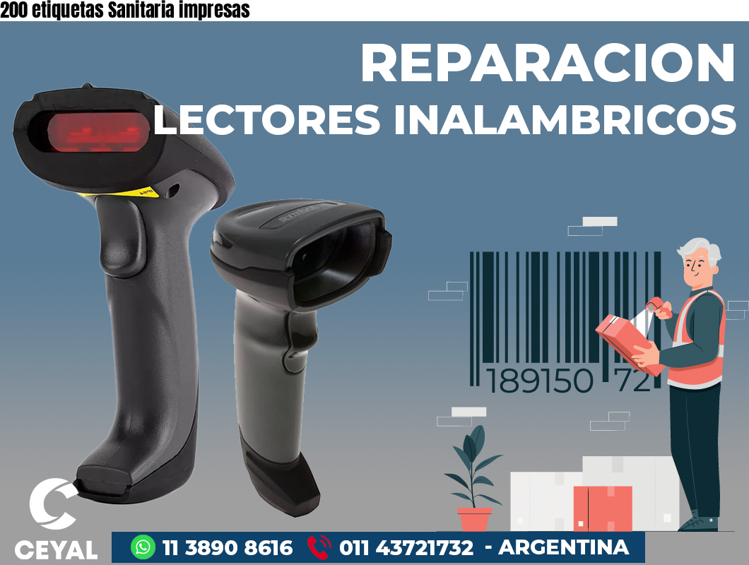 200 etiquetas Sanitaria impresas