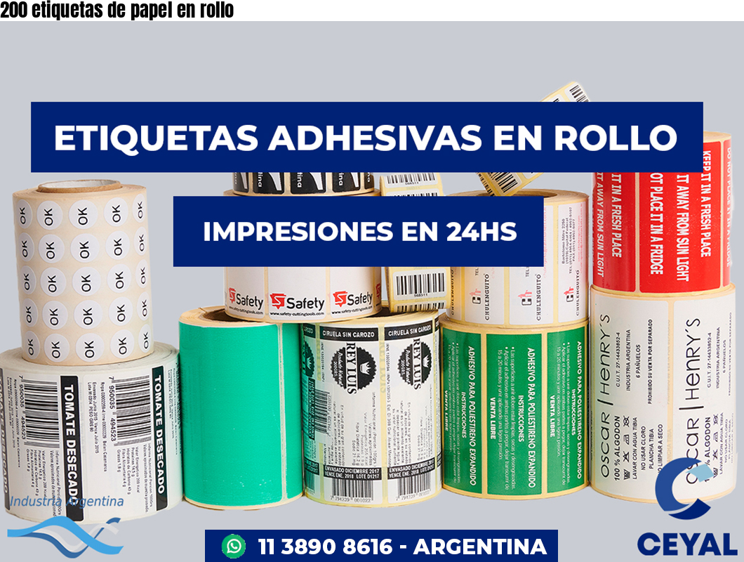 200 etiquetas de papel en rollo