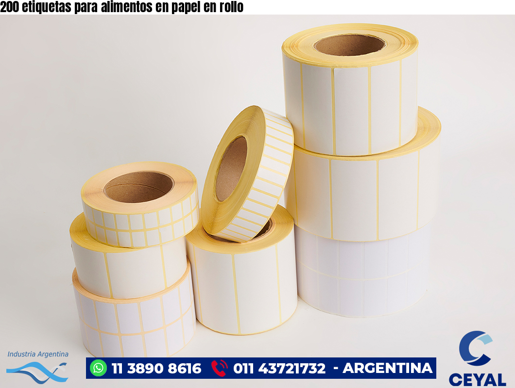 200 etiquetas para alimentos en papel en rollo