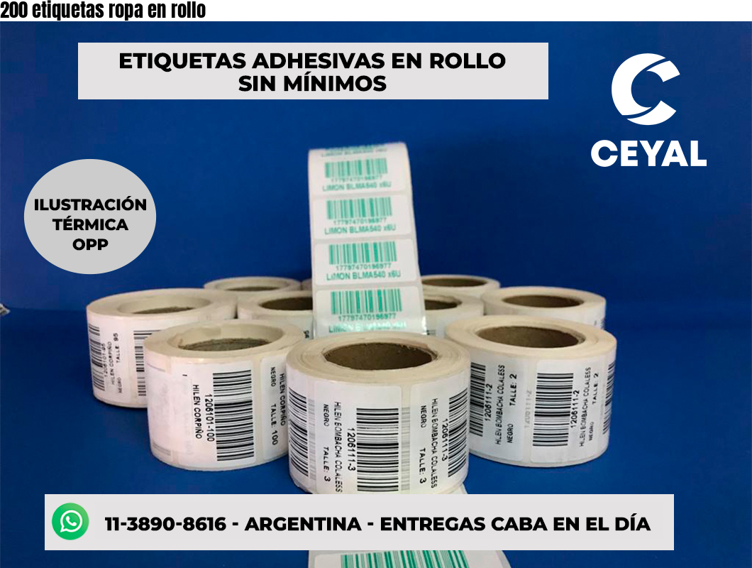 200 etiquetas ropa en rollo