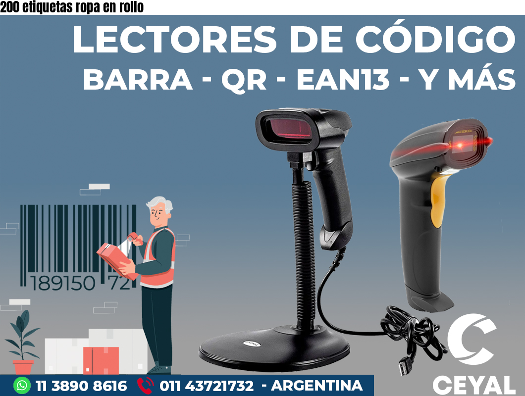 200 etiquetas ropa en rollo