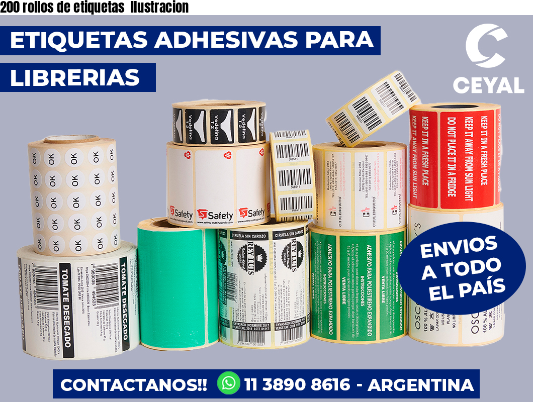 200 rollos de etiquetas  Ilustracion