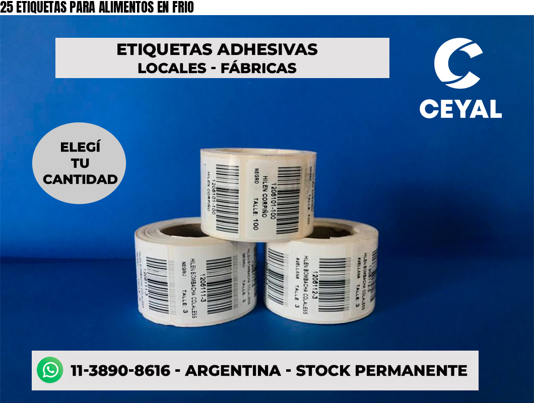 25 ETIQUETAS PARA ALIMENTOS EN FRIO