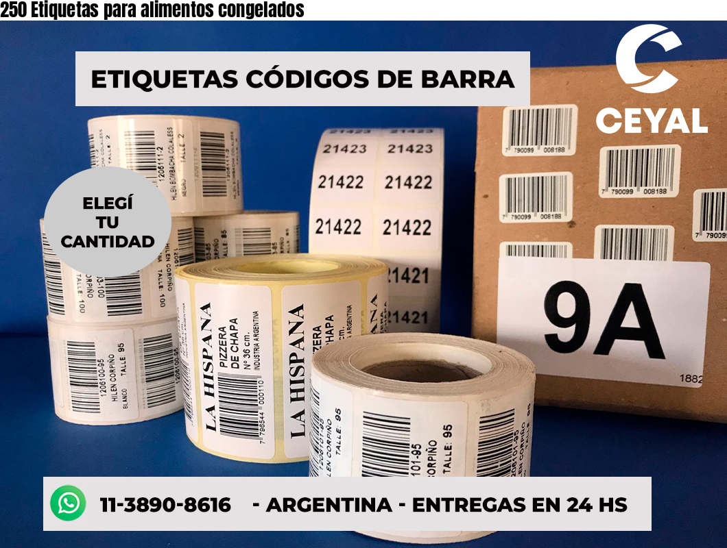 250 Etiquetas para alimentos congelados