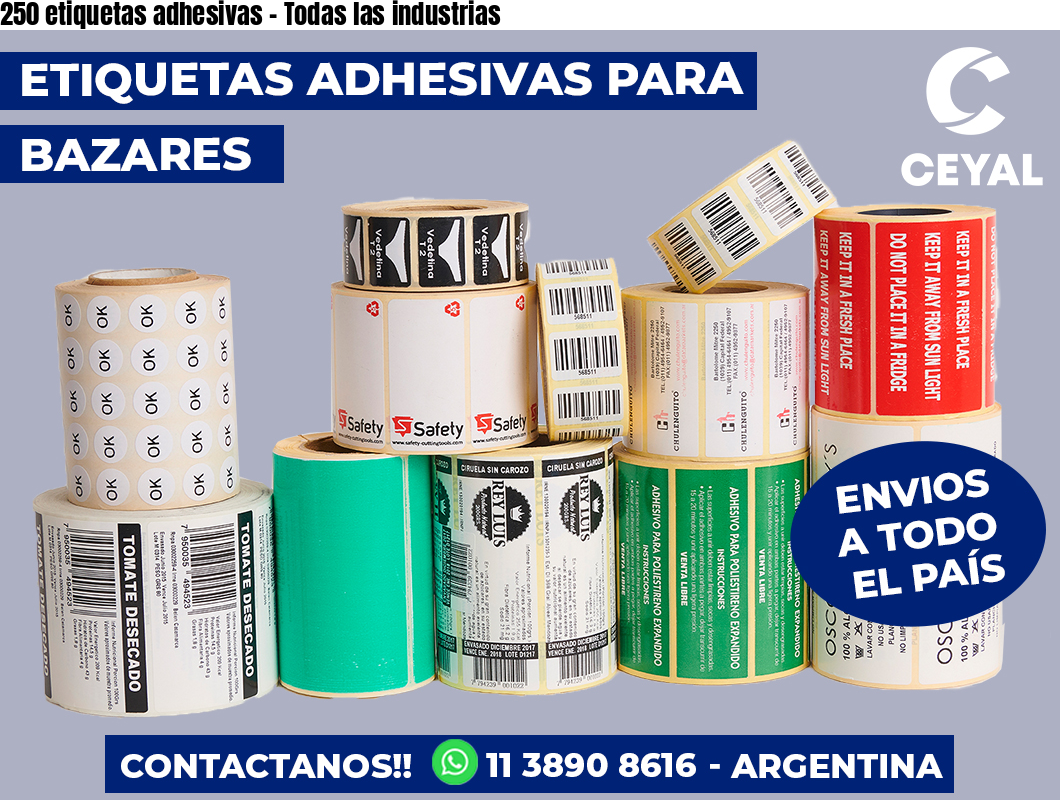 250 etiquetas adhesivas – Todas las industrias