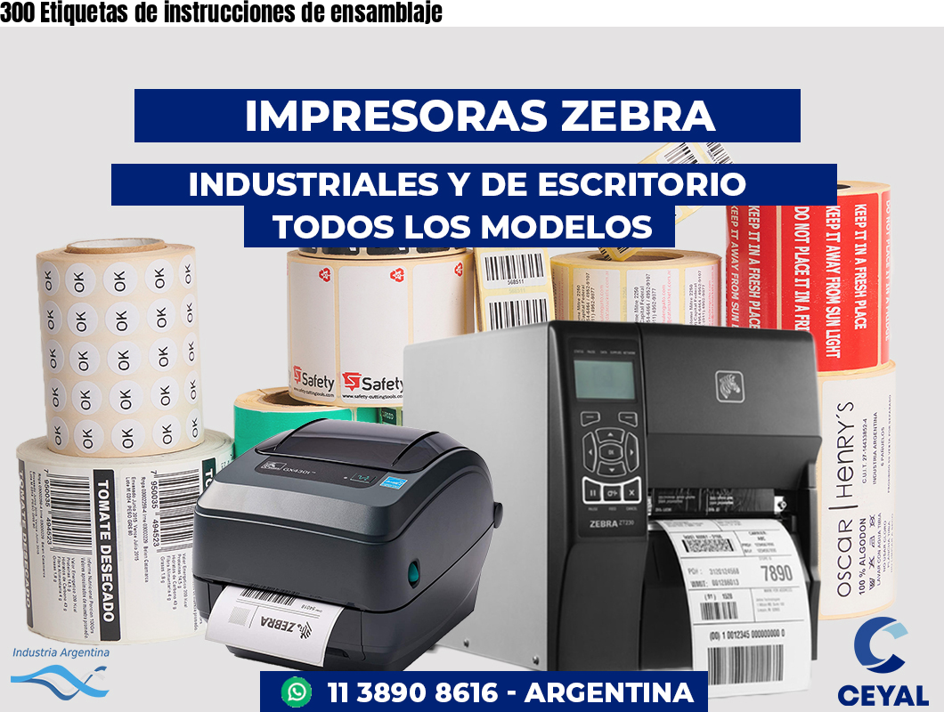 300 Etiquetas de instrucciones de ensamblaje