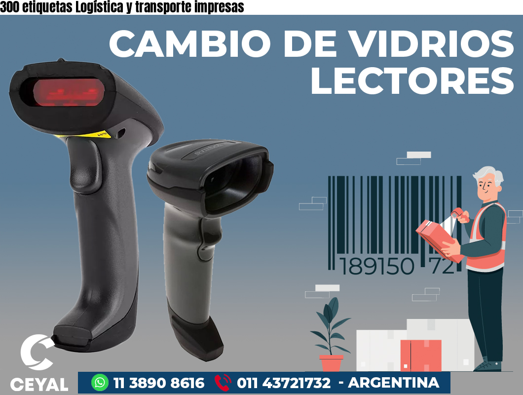 300 etiquetas Logística y transporte impresas
