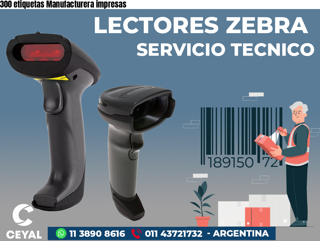 300 etiquetas Manufacturera impresas