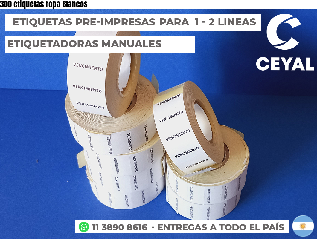 300 etiquetas ropa Blancos