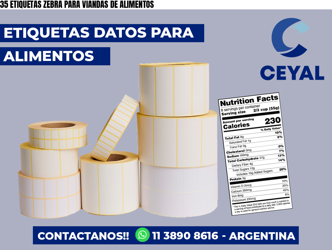 35 ETIQUETAS ZEBRA PARA VIANDAS DE ALIMENTOS