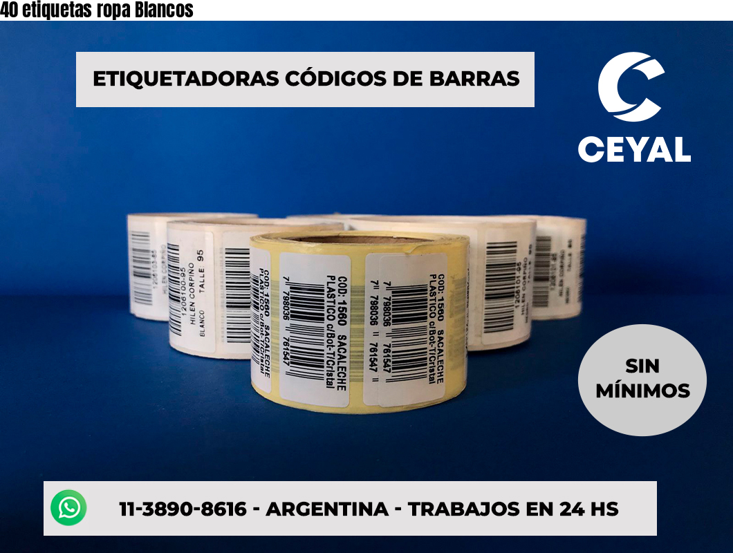 40 etiquetas ropa Blancos