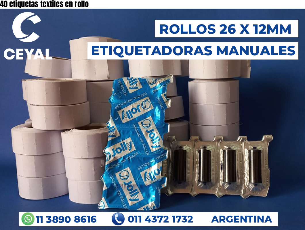 40 etiquetas textiles en rollo