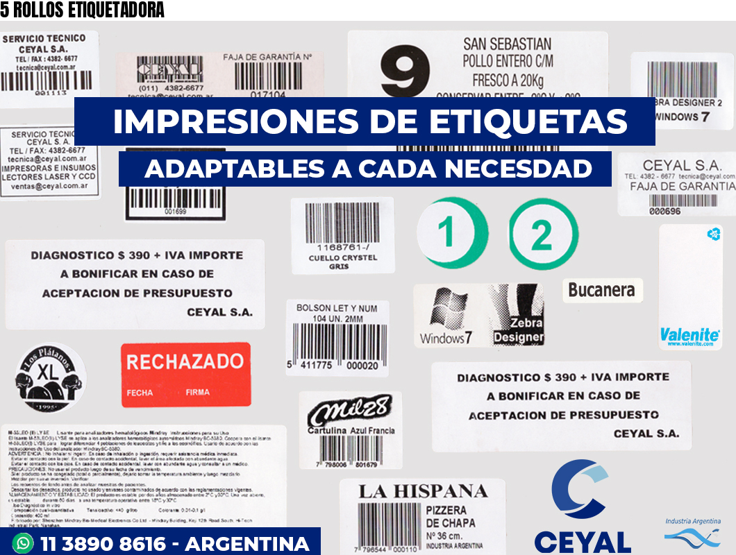 5 ROLLOS ETIQUETADORA