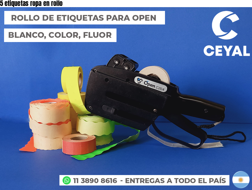 5 etiquetas ropa en rollo