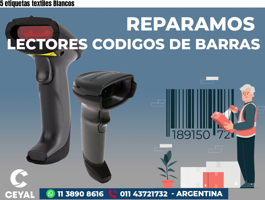 5 etiquetas textiles Blancos