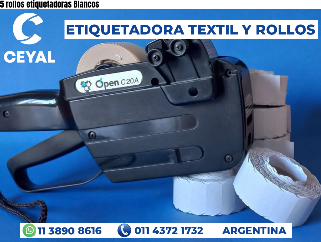 5 rollos etiquetadoras Blancos