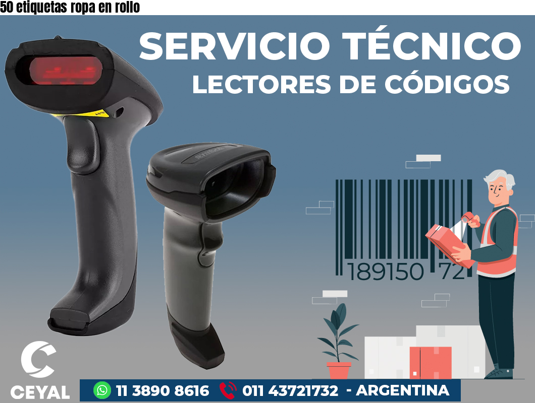 50 etiquetas ropa en rollo