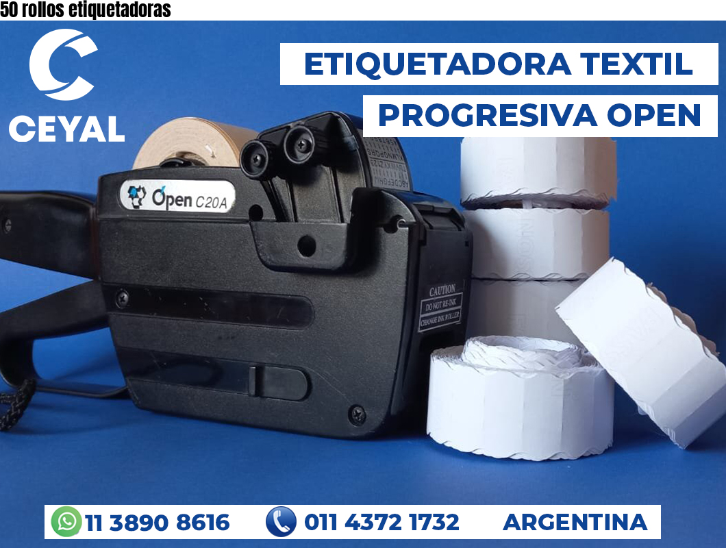 50 rollos etiquetadoras