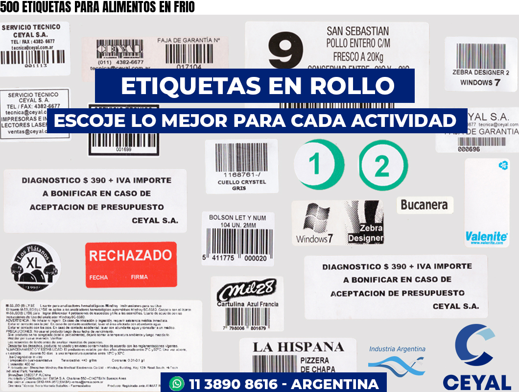 500 ETIQUETAS PARA ALIMENTOS EN FRIO