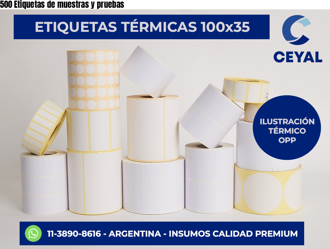 500 Etiquetas de muestras y pruebas