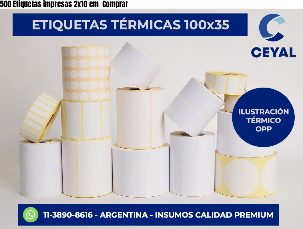 500 Etiquetas impresas 2×10 cm  Comprar