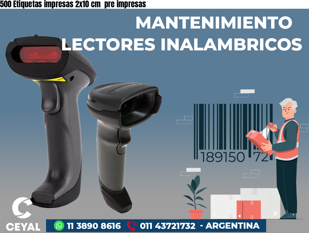500 Etiquetas impresas 2x10 cm pre impresas