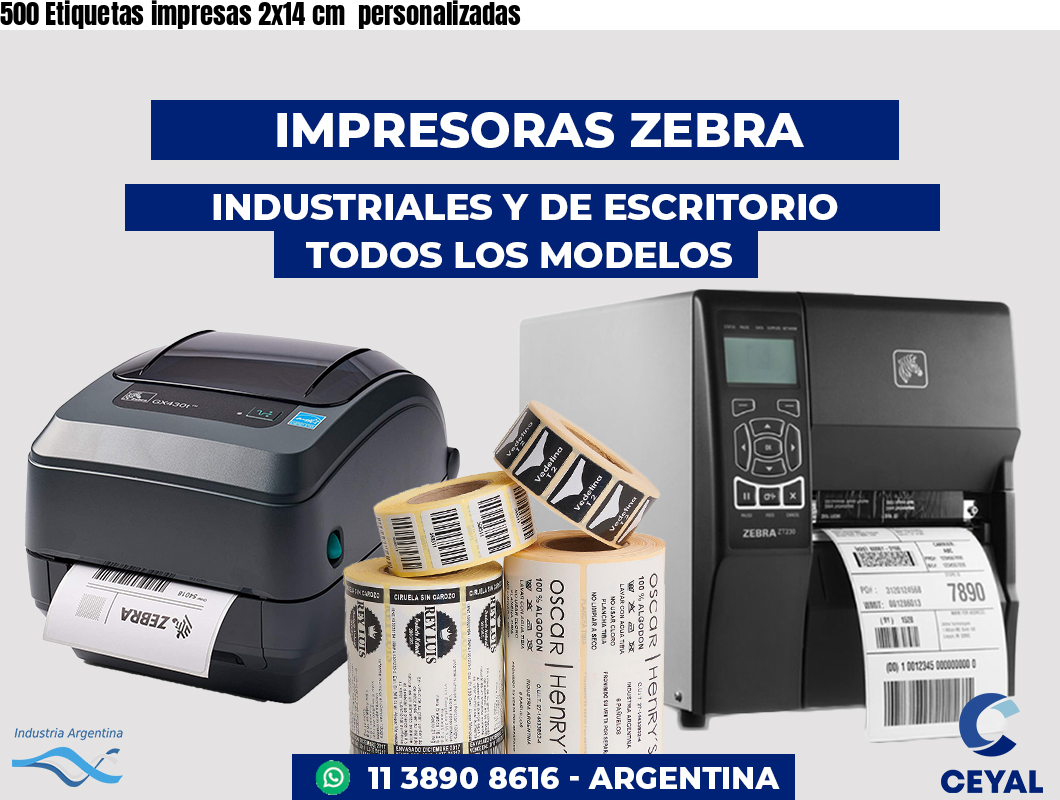 500 Etiquetas impresas 2x14 cm personalizadas