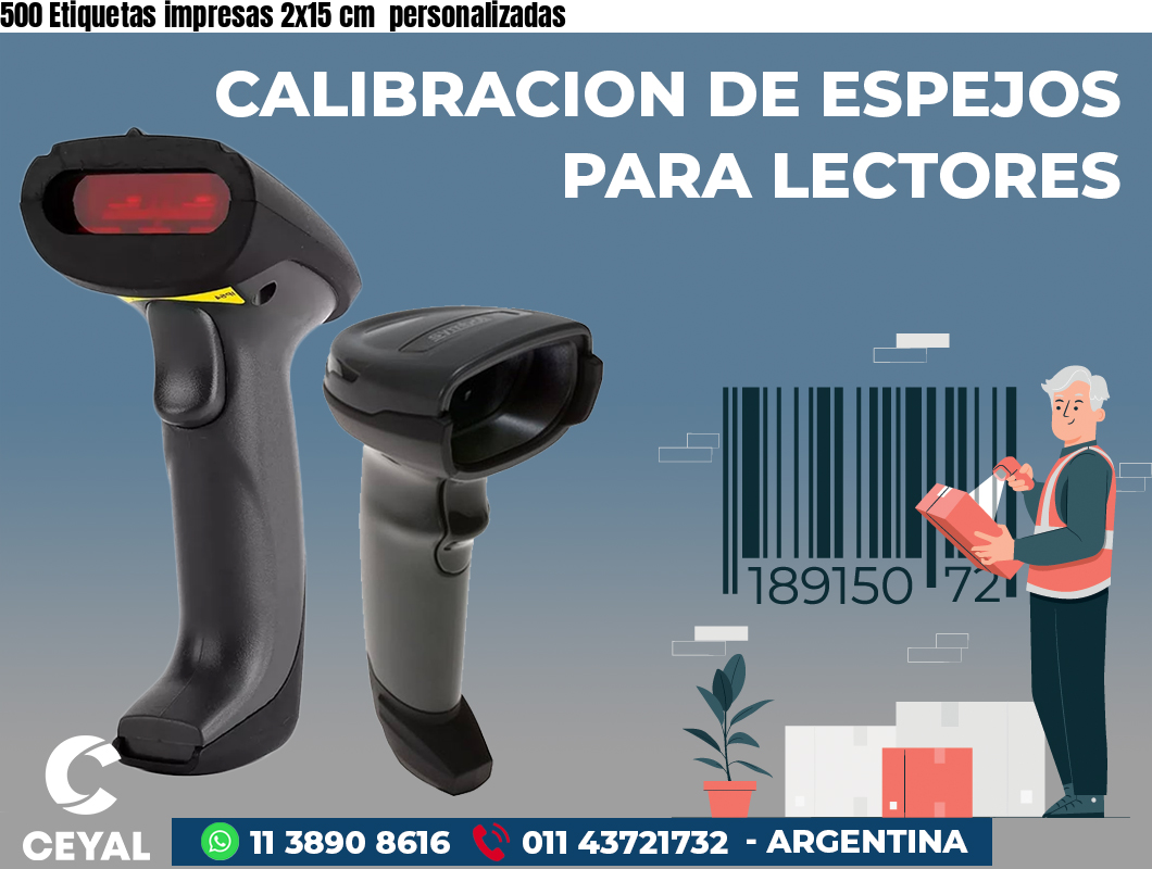 500 Etiquetas impresas 2x15 cm personalizadas