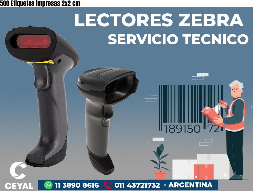 500 Etiquetas impresas 2x2 cm