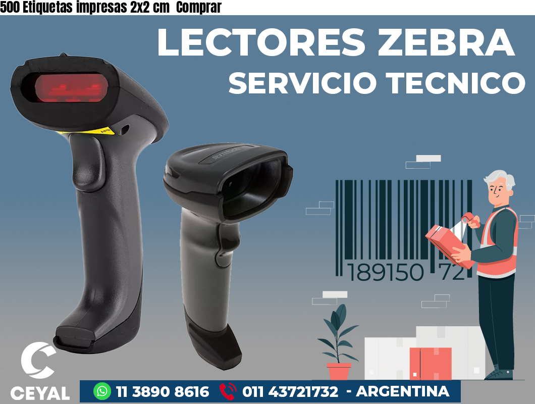 500 Etiquetas impresas 2x2 cm  Comprar