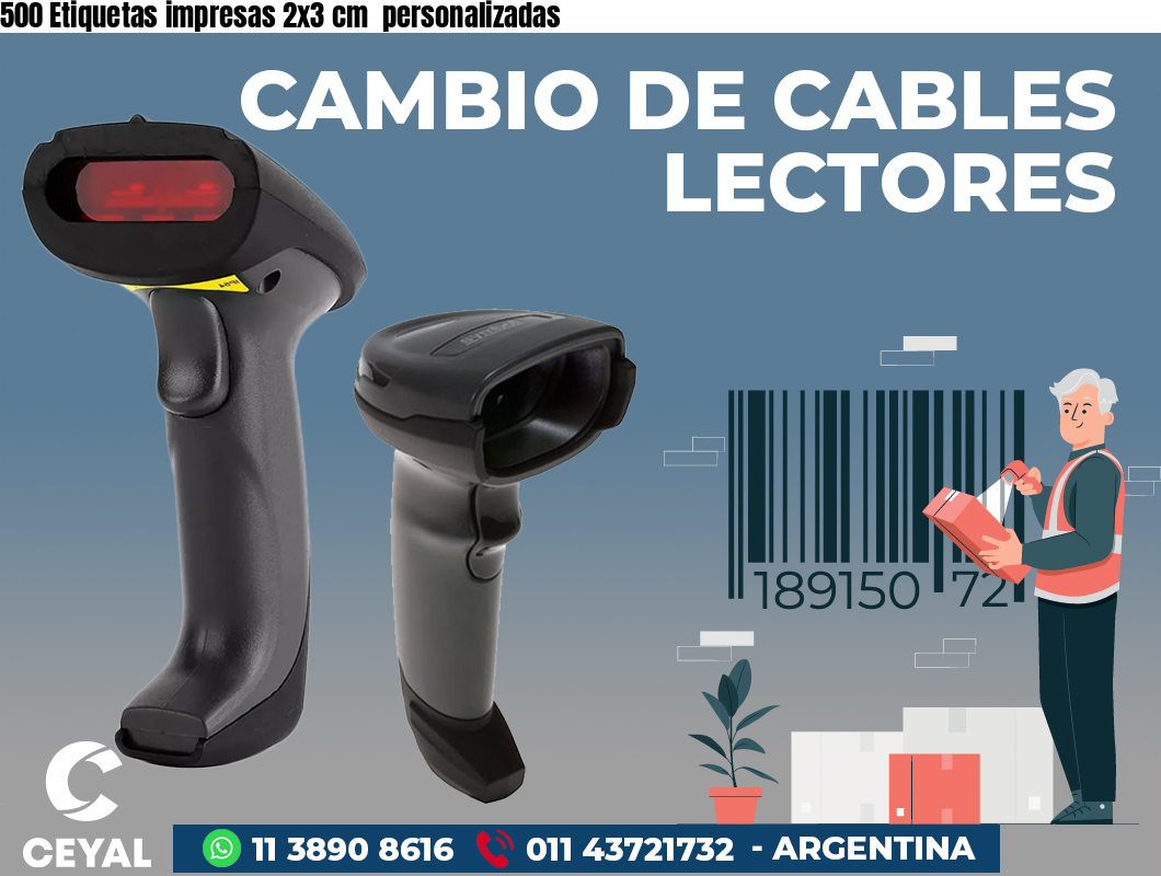 500 Etiquetas impresas 2x3 cm personalizadas