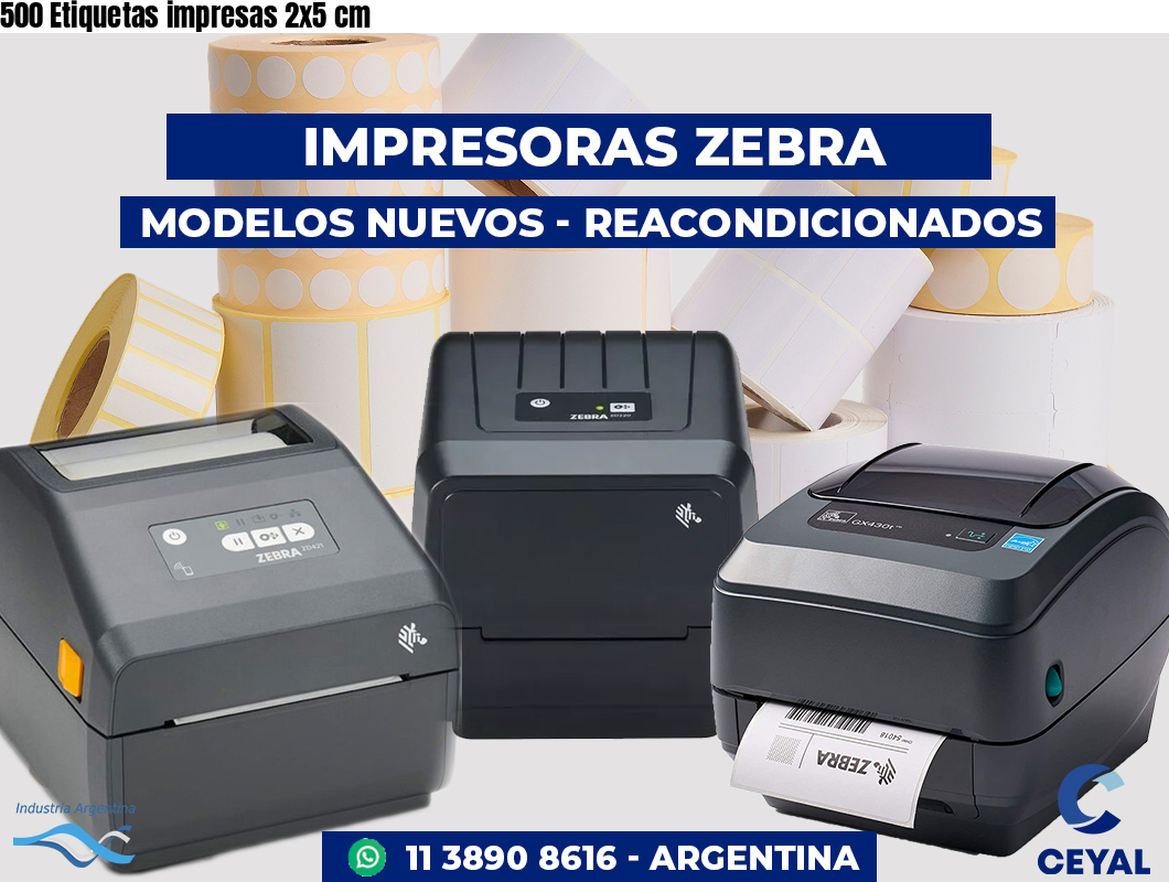 500 Etiquetas impresas 2x5 cm