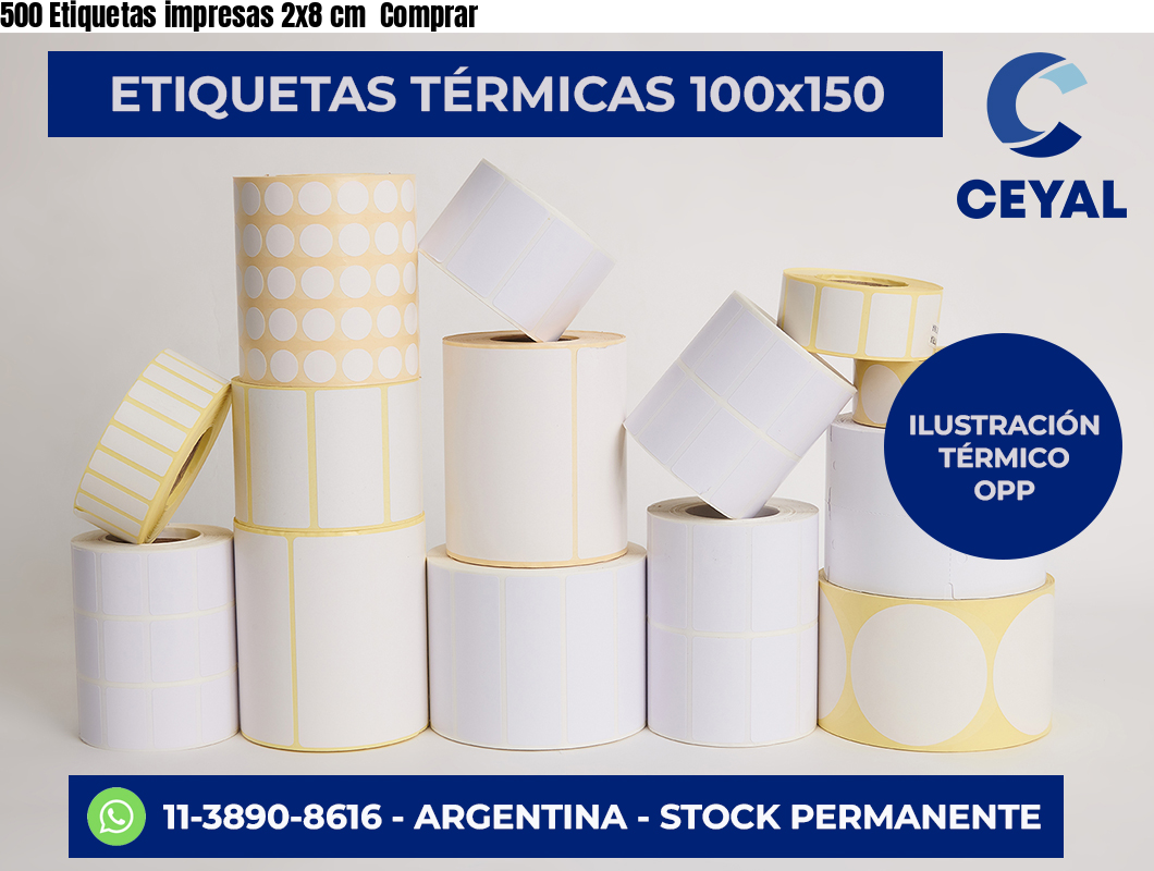 500 Etiquetas impresas 2×8 cm  Comprar