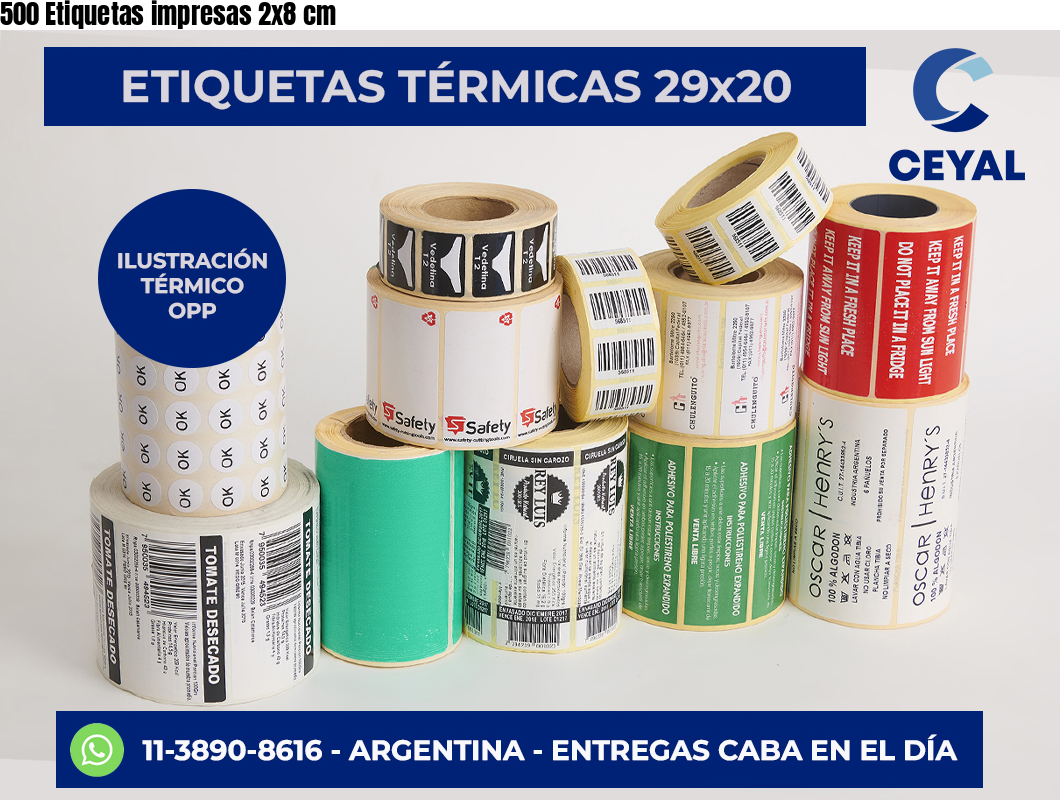 500 Etiquetas impresas 2×8 cm