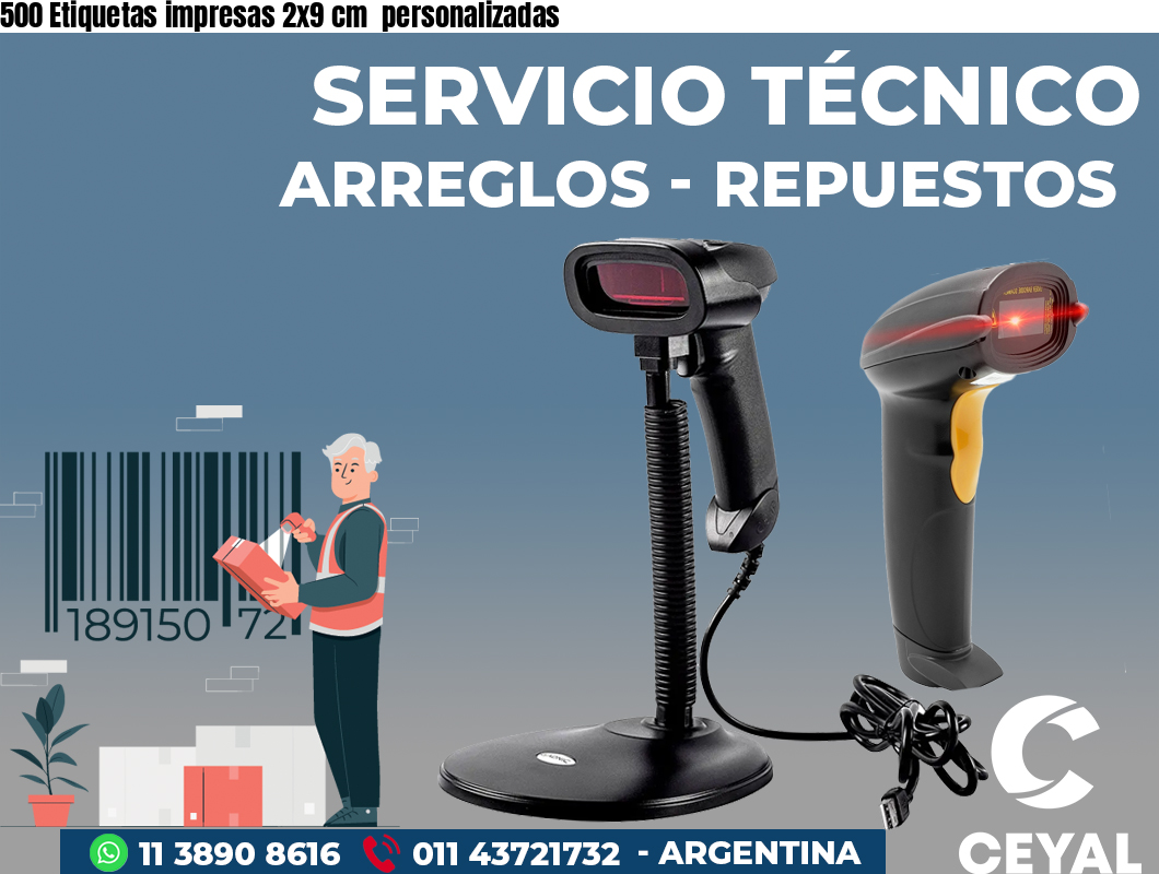 500 Etiquetas impresas 2x9 cm personalizadas