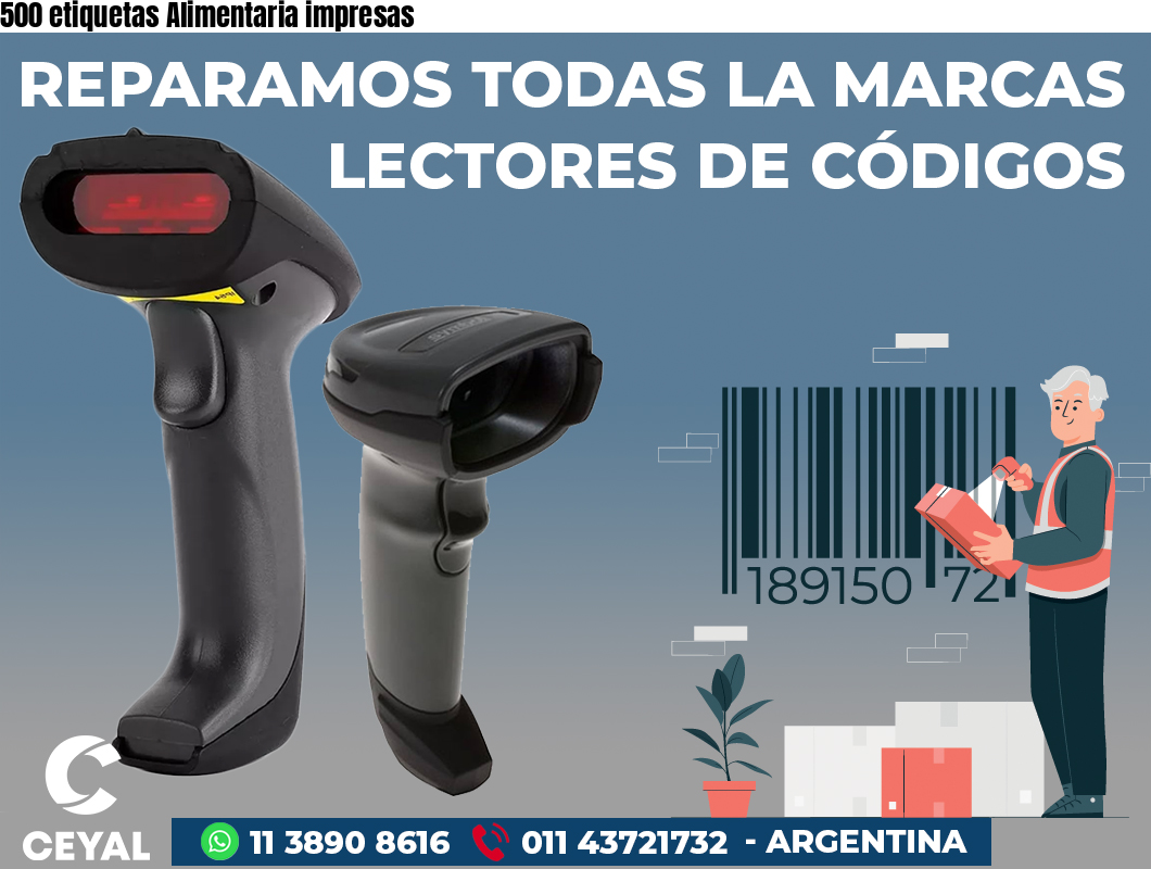 500 etiquetas Alimentaria impresas