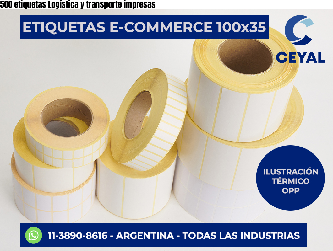 500 etiquetas Logística y transporte impresas