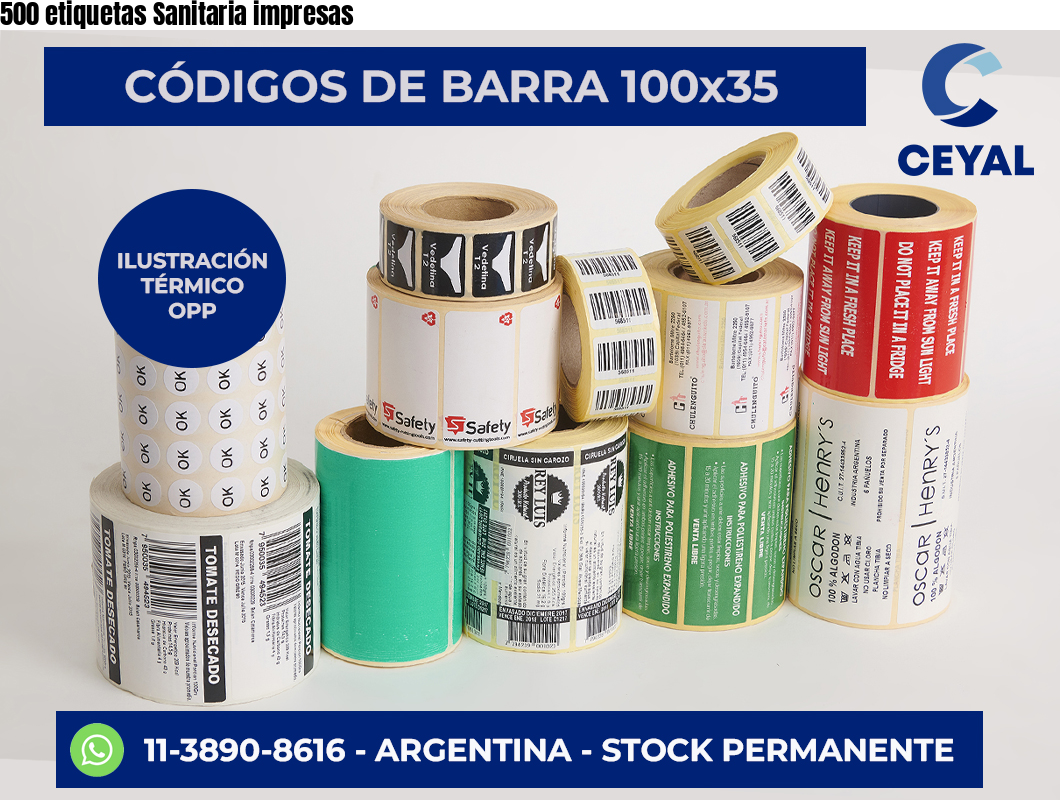 500 etiquetas Sanitaria impresas